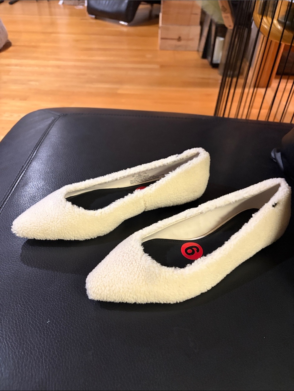 DKNY Cream Bouclé Pointed Toe Flats